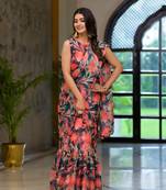 Partywear designer green slime georgette fancy saree