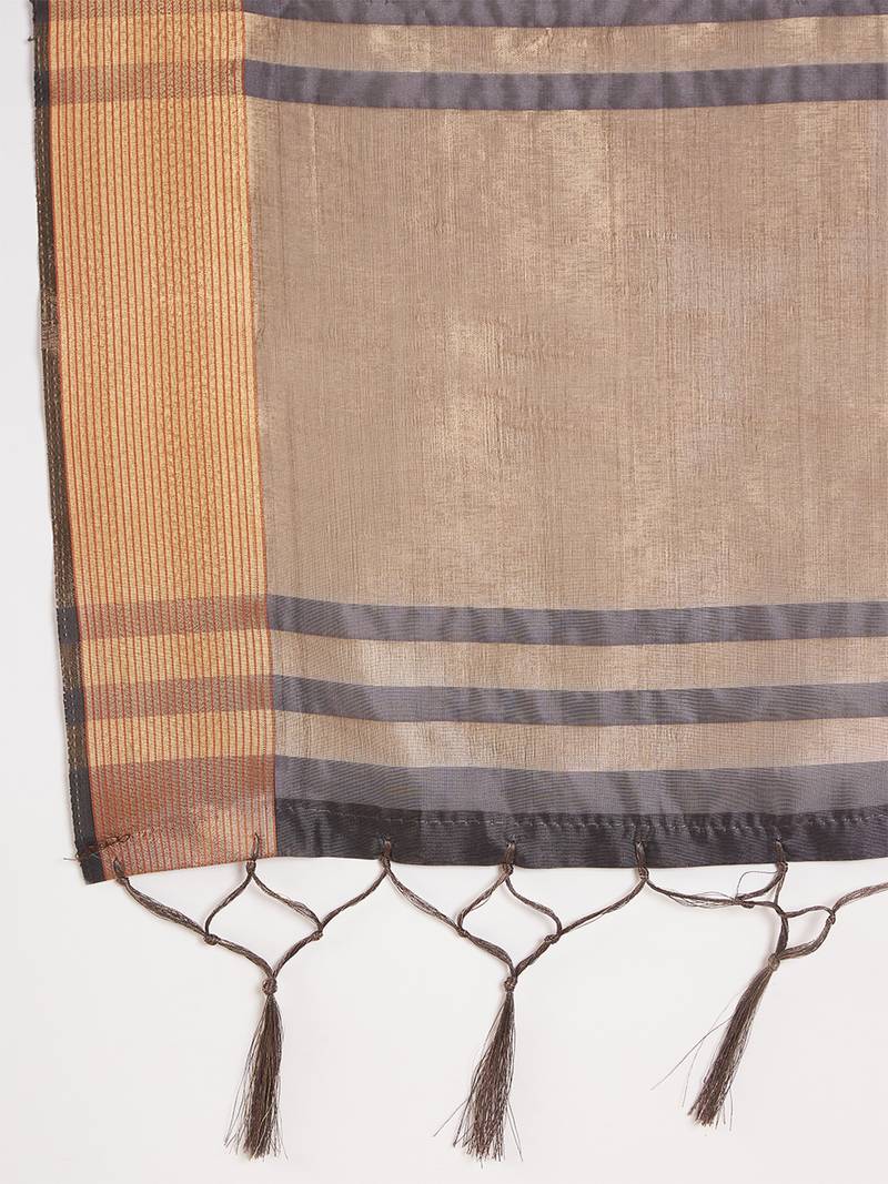 Navy blue organza dual toned shaded ombre banarasi woven saree with blouse piece