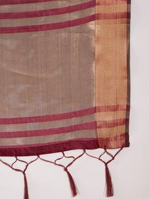 Maroon organza dual  toned shaded ombre banarasi woven saree with blouse piece 7