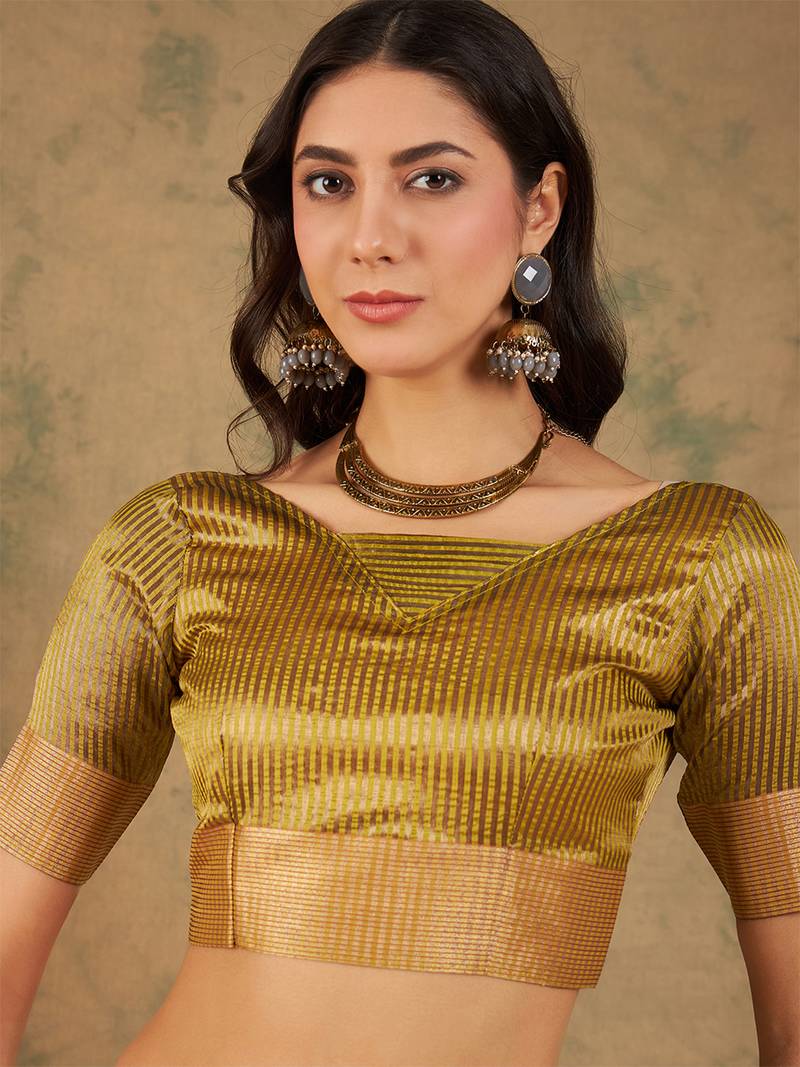 Beige organza dual  toned shaded ombre banarasi woven saree with blouse piece