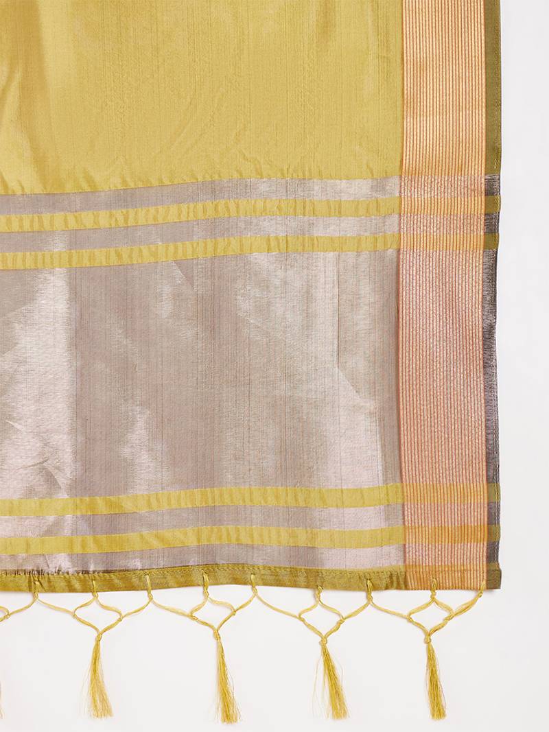 Beige organza dual  toned shaded ombre banarasi woven saree with blouse piece