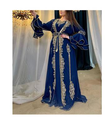 Navy Blue Georgette Zari Work Kaftan 2