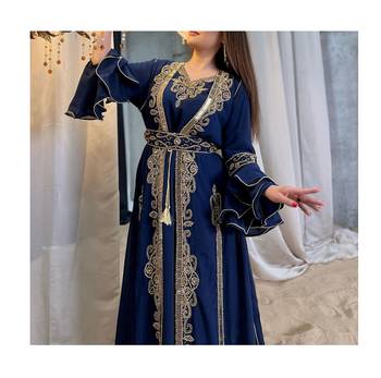Navy Blue Georgette Zari Work Kaftan 3