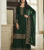 Green georgette embroidered Palazzo suit