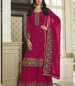 Pink georgette embroidered Palazzo suit