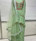 Light green georgette embroidered anarkali suit