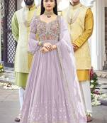 Lavender georgette embroidered anarkali suit