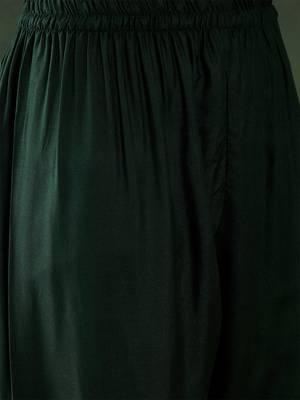 green lucknowi chikankari rayon straight kurta pant set with chanderi dupatta 6