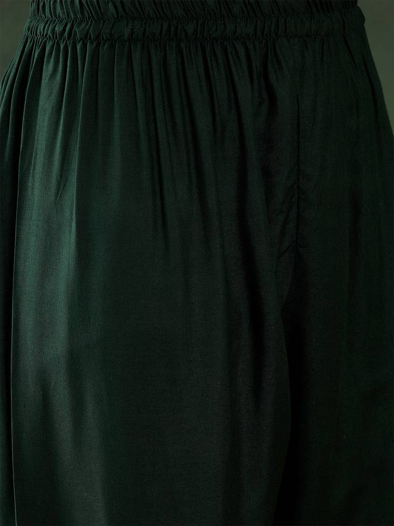 green lucknowi chikankari rayon straight kurta pant set with chanderi dupatta