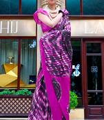 Multicolor satin digital print saree with blouse