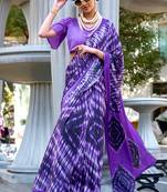 Multicolor satin digital print saree with blouse