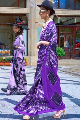 Multicolor satin digital print saree with blouse 2