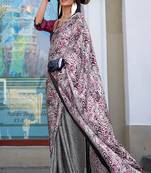 Multicolor satin digital print saree with blouse