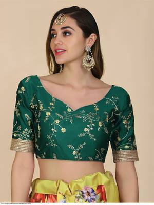 Mustard Yellow Silk Floral Lehenga Choli with Gold Embroidery 3