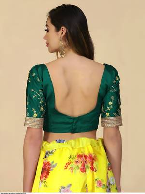 Mustard Yellow Silk Floral Lehenga Choli with Gold Embroidery 4