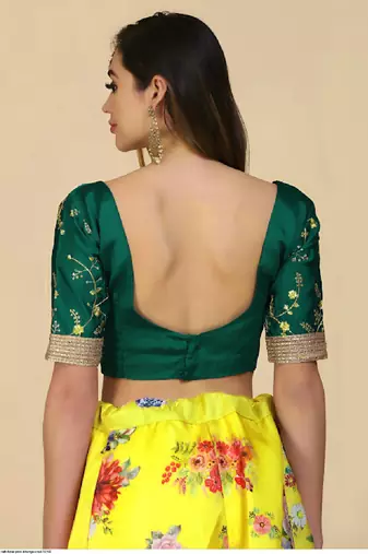 Mustard Yellow Silk Floral Lehenga Choli with Gold Embroidery