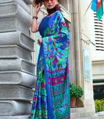 Multicolor satin digital print saree with blouse