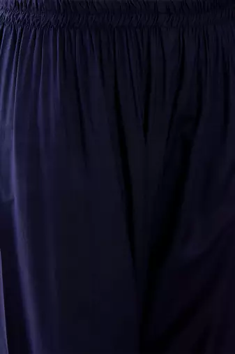 navy blue lucknowi chikankari rayon straight kurta pant set with chanderi dupatta
