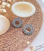 Oxidized stone round studs indian stone round earrings