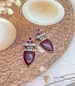 Leaf shape stone oxidised earrings, indian jewellery