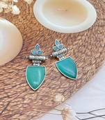 Leaf shape stone oxidised earrings