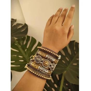 Bangles set dual tone kada oxidised indian 1