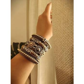 Bangles set dual tone kada oxidised indian 2