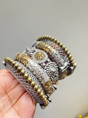 Bangles set dual tone kada oxidised indian 3