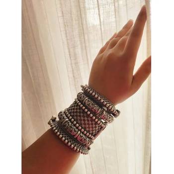 Indian bangle set hand kada silver plated hand kada bracelet 1