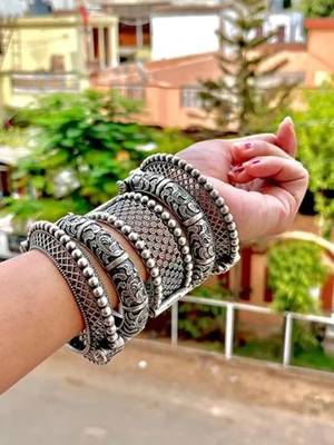 Indian bangle set hand kada silver plated hand kada bracelet 2