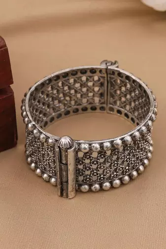 Indian bangle set hand kada silver plated hand kada bracelet