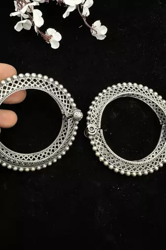Indian bangle set hand kada silver plated hand kada bracelet