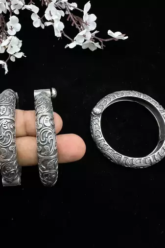 Indian bangle set hand kada silver plated hand kada bracelet