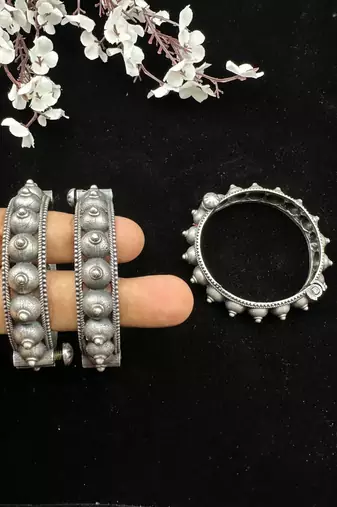Indian bangle set hand kada silver plated hand kada bracelet