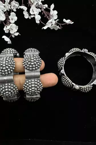 Indian bangle set hand kada silver plated hand kada bracelet