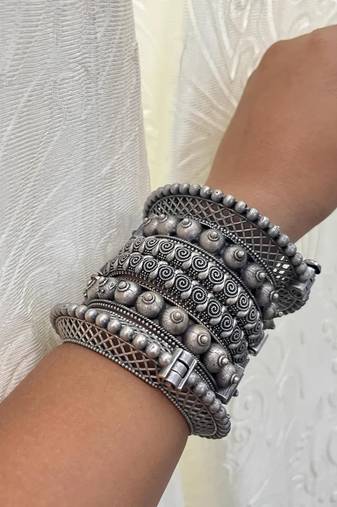 Bangles kada set hand jewellery silver plated hand kada