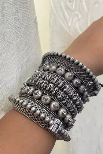 Bangles kada set hand jewellery silver plated hand kada