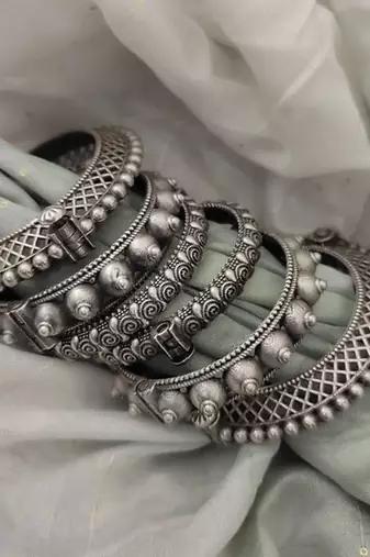 Bangles kada set hand jewellery silver plated hand kada