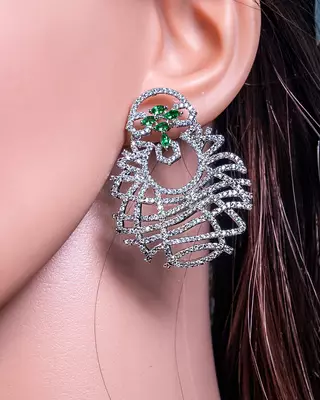 Hot selling green pave cz diamond earrings 1