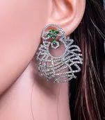 Hot selling green pave cz diamond earrings