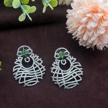 Hot selling green pave cz diamond earrings 2