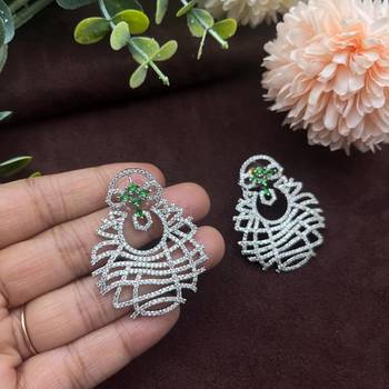 Hot selling green pave cz diamond earrings 3