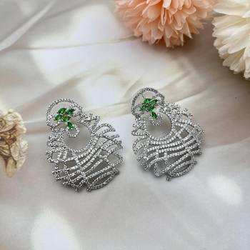 Hot selling green pave cz diamond earrings 4
