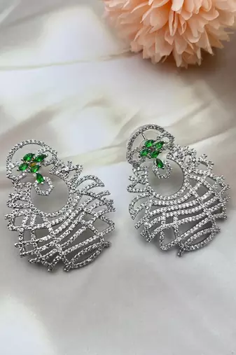 Hot selling green pave cz diamond earrings