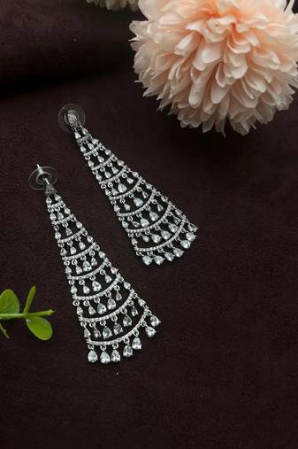 American diamond earrings partywear indian jewelry pink