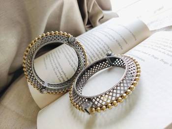 Bangles set dual tone kada oxidised indian 4