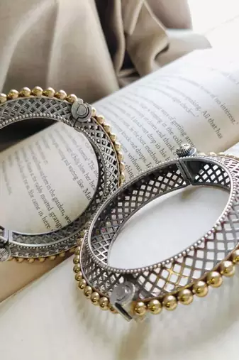 Bangles set dual tone kada oxidised indian