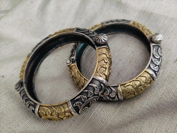Bangles set dual tone kada oxidised indian 5
