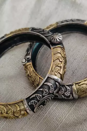 Bangles set dual tone kada oxidised indian