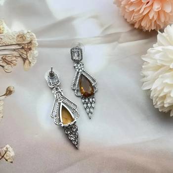 Cubic zirconia cz long leaves drop, dangle crystal 3